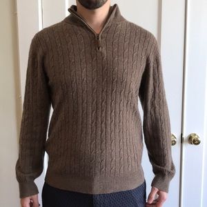 100% Cashmere Men's Sweater 1/4 Zip Medium